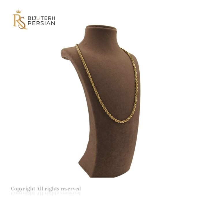 Lanț din aur galben 14K model răsucit cu textură strălucitoare și design rafinat