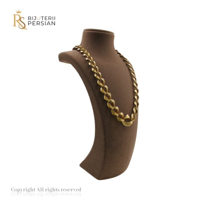 Lanț din aur galben 14K cu design elegant și modern, zale intercalate