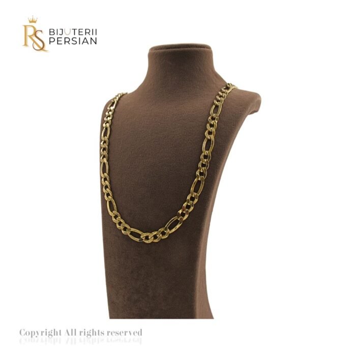 Lanț Figaro din aur galben 14K – model clasic cu verigi alternante, finisaj lucios.