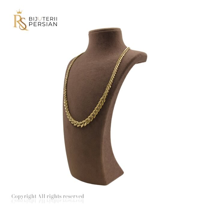 Lant din aur galben 14K cu model frunza elegant