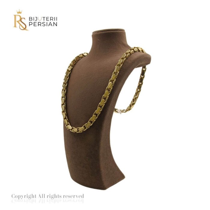 Lant aur galben 14K cu zale late ovale, design impunător și strălucire puternică