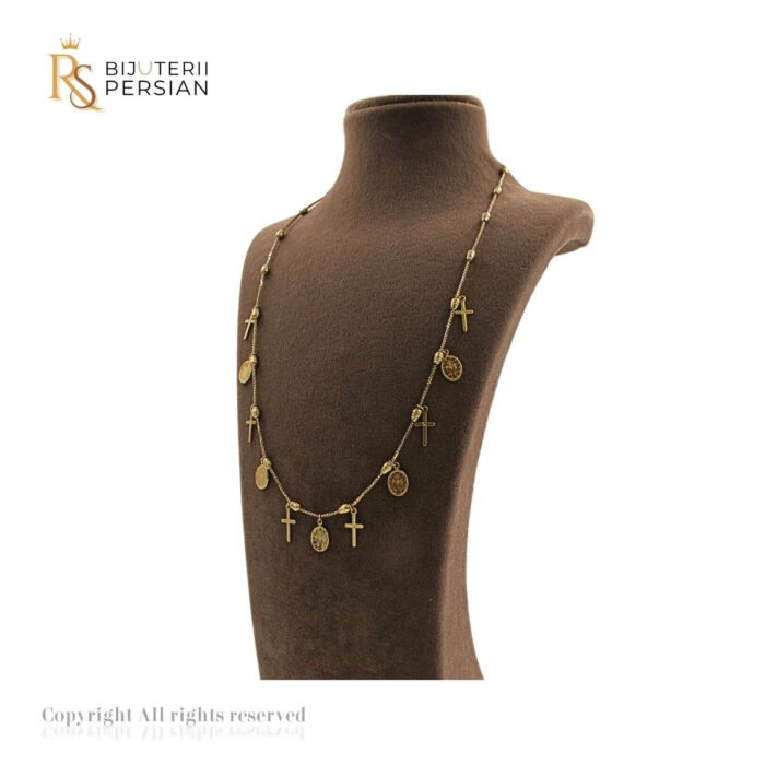 Lănțișor din Aur Galben de 14K cu Crucile și Medalioane Design cu Însemnătate - imagine 2