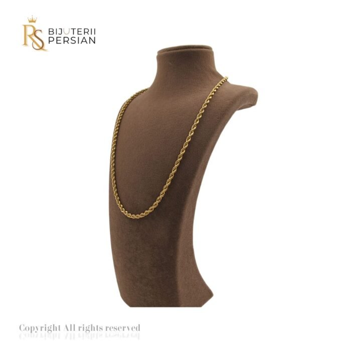 Lanț din aur galben 14K model răsucit cu textură strălucitoare și design rafinat