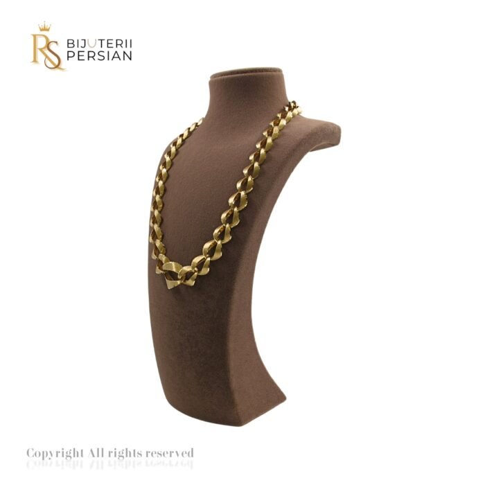 Lanț din aur galben 14K cu design elegant și modern, zale intercalate