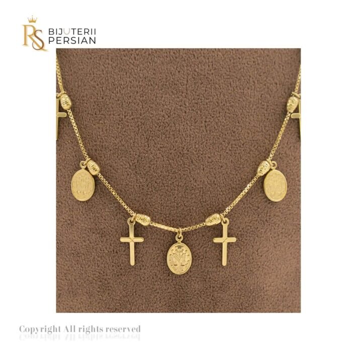 Lănțișor din Aur Galben de 14K cu Crucile și Medalioane Design cu Însemnătate - imagine 4