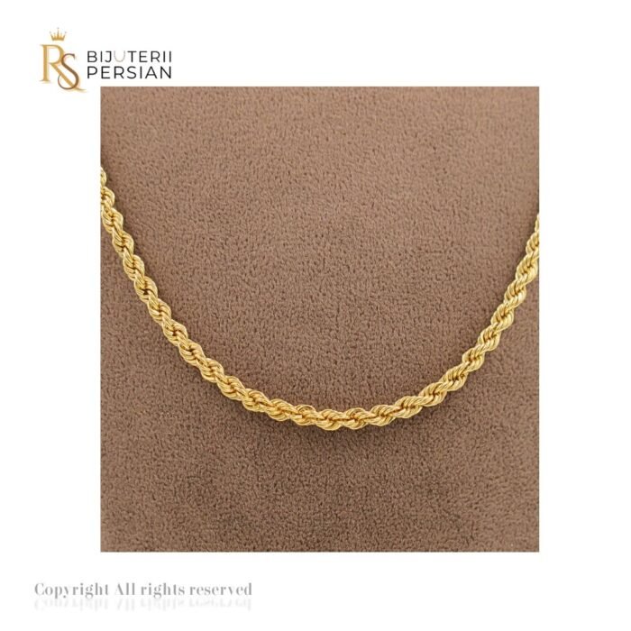 Lanț din aur galben 14K model răsucit cu textură strălucitoare și design rafinat