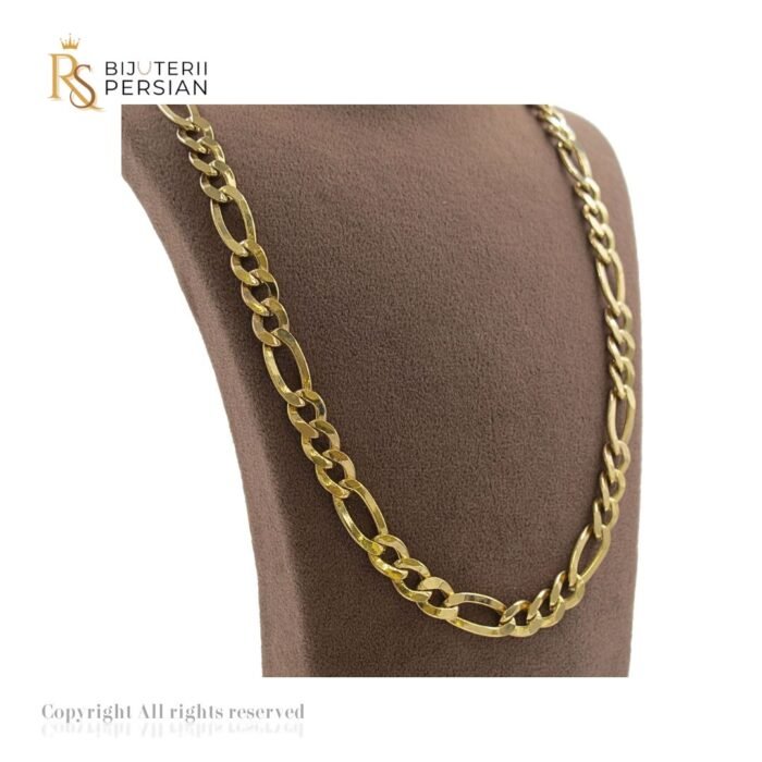 Lanț Figaro din aur galben 14K – model clasic cu verigi alternante, finisaj lucios.
