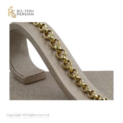 Brățară din aur galben 14K cu verigi groase și elemente fațetate strălucitoare – design geometric și sofisticat.