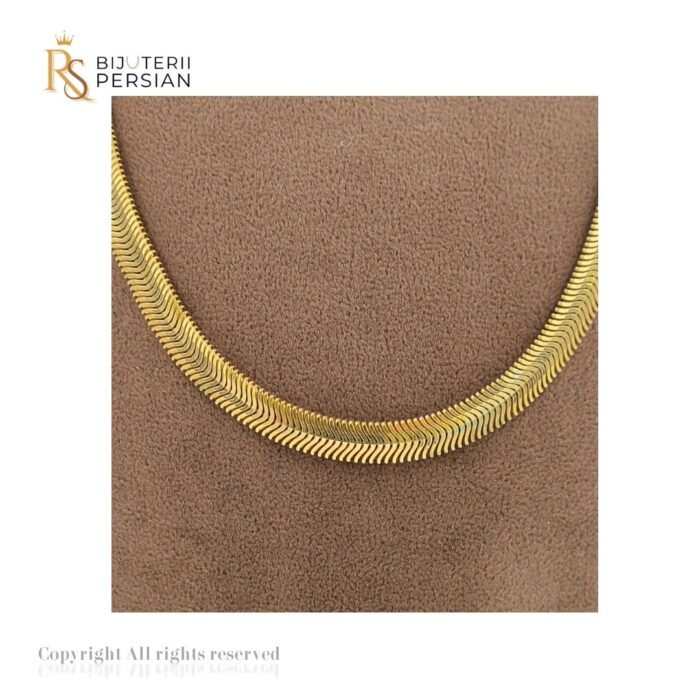 Lant aur galben 14K cu design șarpe lucios, elegant și flexibil