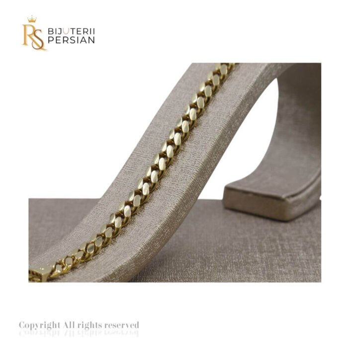 Brățară lată din aur galben 14K cu model fațetat – fără pietre