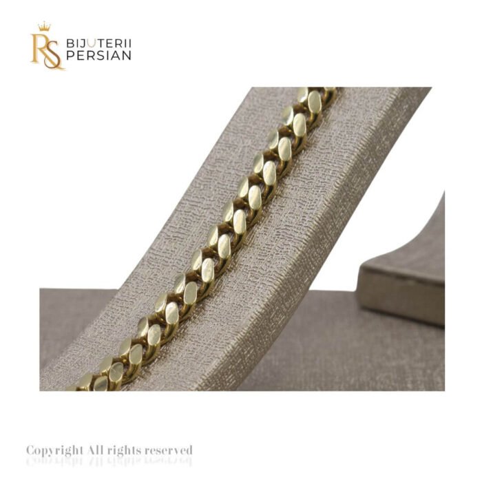 Brățară lată din aur galben 14K cu model fațetat – fără pietre