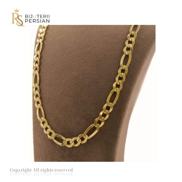 Lanț Figaro din aur galben 14K – model clasic cu verigi alternante, finisaj lucios.