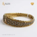 brățară aur galben și alb 14K model grecesc cu textură fină