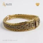 brățară aur galben și alb 14K model grecesc cu textură fină