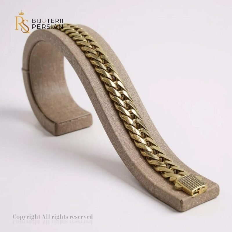 brățară lată din aur galben 14K pentru bărbați