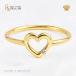 Inel în formă de inimă din aur galben cu diamant certificat IGI – model fin și romantic
