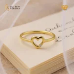Inel în formă de inimă din aur galben cu diamant certificat IGI – model fin și romantic