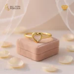 Inel în formă de inimă din aur galben cu diamant certificat IGI – model fin și romantic