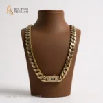 Lanț Cuban din aur galben 14K cu încuietoare strălucitoare, design lat și stil luxos