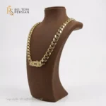 Lanț Cuban din aur galben 14K cu încuietoare strălucitoare, design lat și stil luxos