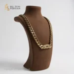 Lanț Cuban din aur galben 14K cu încuietoare strălucitoare, design lat și stil luxos