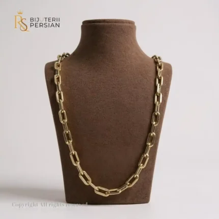 Lanț din aur galben 14K cu zale mari ovale, stil clasic și finisaj strălucitor