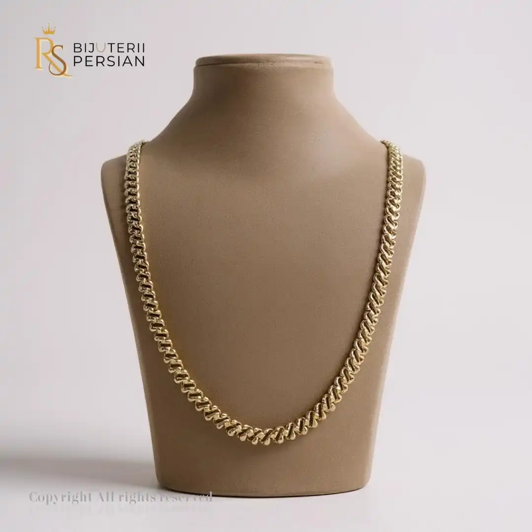 Lant Aur Galben 14K Design Compact Lucios (1) Lant aur galben 14K cu design compact și strălucire intensă