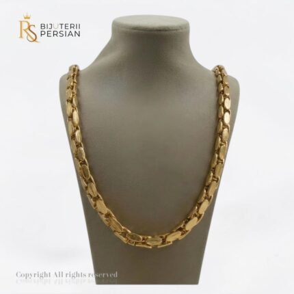 Lant aur galben 14K cu zale late ovale, design impunător și strălucire puternică