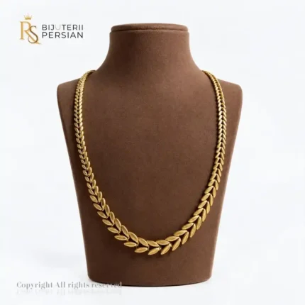 Lant din aur galben 14K cu model frunza elegant