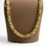 Lanț bicolor din aur galben și alb cu model geometric structurat – bijuterie masculină 14K.