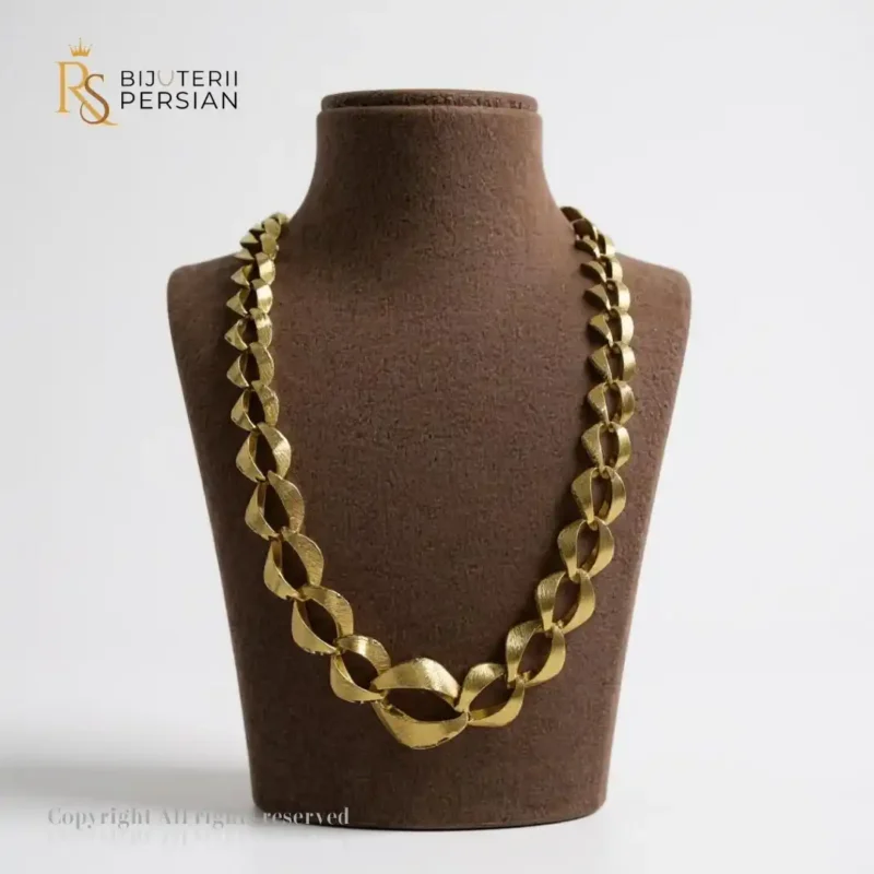 Lanț din aur galben 14K cu design elegant și modern, zale intercalate