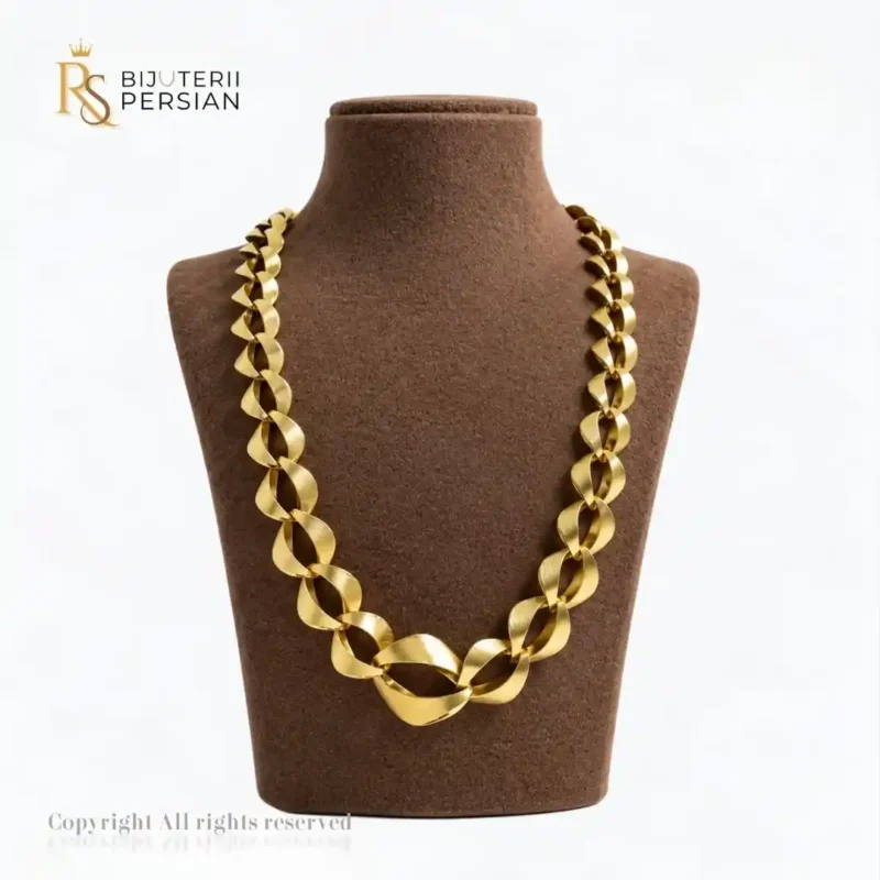 Lanț din aur galben 14K cu design elegant și modern, zale intercalate