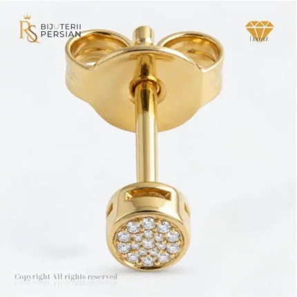 Cercei din aur galben și alb 14K cu diamante naturale, certificați HRD