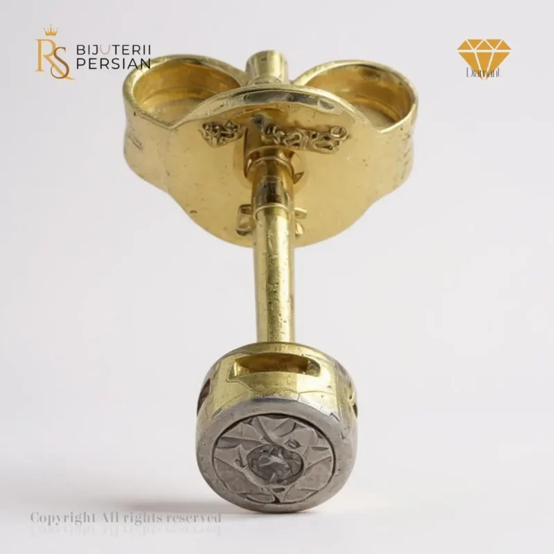 Cercei din aur galben și alb 14K cu diamante naturale, certificați HRD