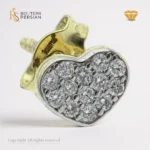 Cercei în formă de inimă din aur galben și alb 14K cu 26 diamante naturale, certificați HRD