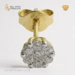 Cercei din aur galben 14K cu montură pavé și 14 diamante naturale certificați HRD