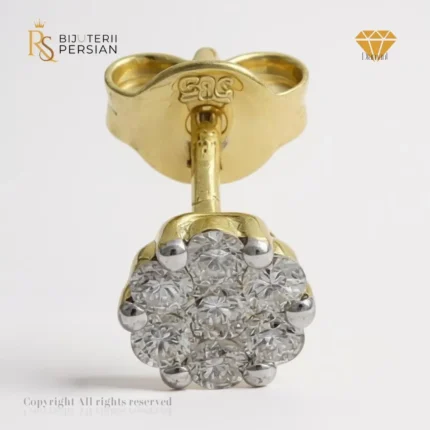 Cercei din aur galben 14K cu montură pavé și 14 diamante naturale certificați HRD