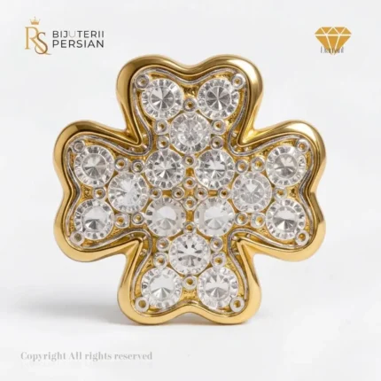 Cerceu floare din aur galben 14K cu 32 diamante naturale pavé – certificat IGI