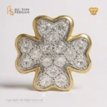 Cerceu floare din aur galben 14K cu 32 diamante naturale pavé – certificat IGI