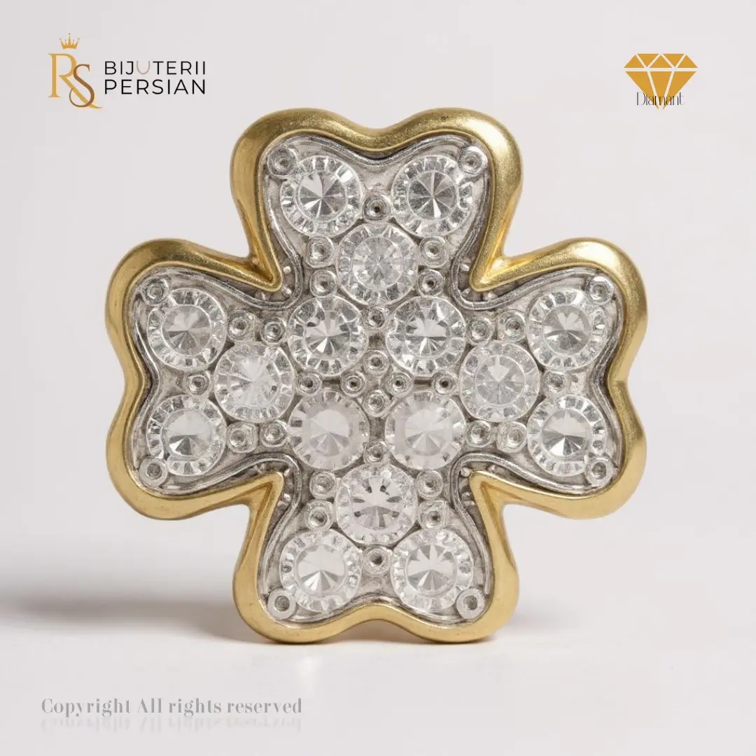 Cercei din Aur Galben 14K cu 32 Diamante Naturale în Montură Floare Cerceu floare din aur galben 14K cu 32 diamante naturale pavé – certificat IGI