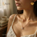 Colier aur galben și alb 14K cu diamant natural certificat HRD, montură flush