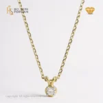 Colier aur galben și alb 14K cu diamant natural certificat HRD, montură flush