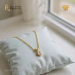 Colier aur galben și alb 14K cu diamant natural certificat HRD, montură flush