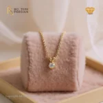 Colier aur galben și alb 14K cu diamant natural certificat HRD, montură flush