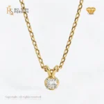 Colier aur galben și alb 14K cu diamant natural certificat HRD, montură flush