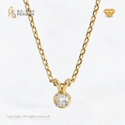 Colier aur galben și alb 14K cu diamant natural certificat HRD, montură flush
