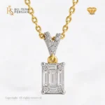 Colier elegant din aur galben 14K cu pandantiv dreptunghiular și diamante naturale certificate IGI