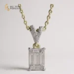 Colier elegant din aur galben 14K cu pandantiv dreptunghiular și diamante naturale certificate IGI