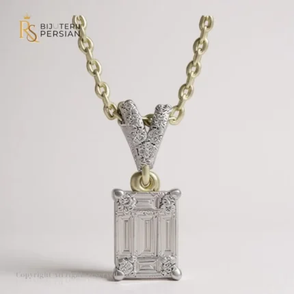 Colier elegant din aur galben 14K cu pandantiv dreptunghiular și diamante naturale certificate IGI