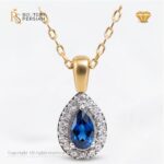Colier din aur galben cu safir și diamante naturale certificat IGI